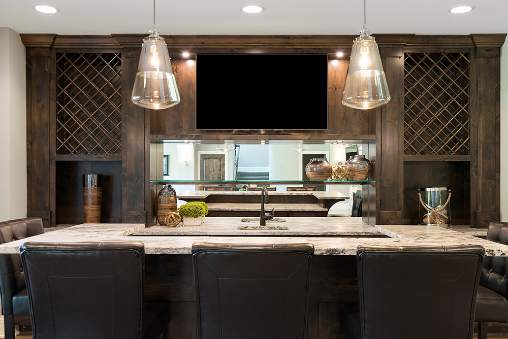 home wet bar with custom cabinets