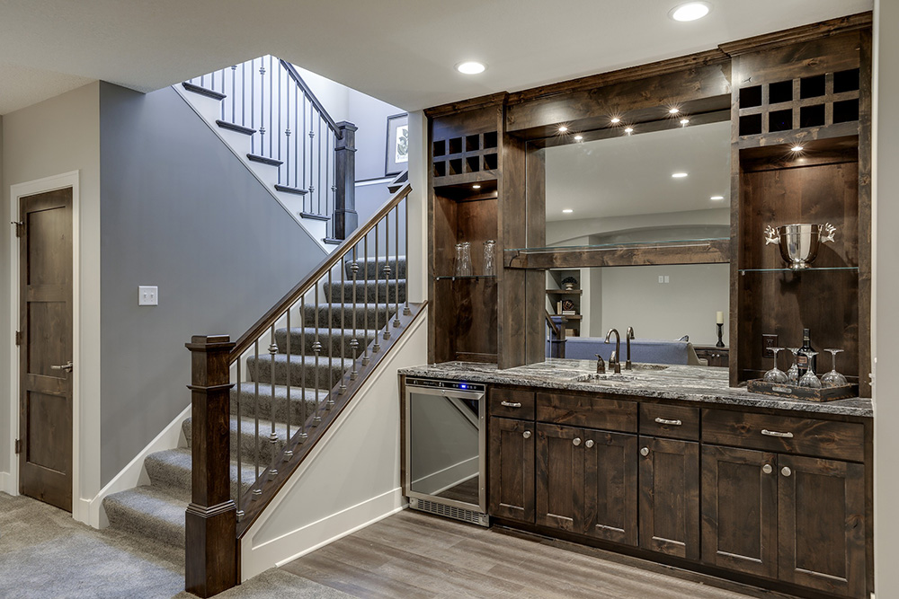 home wet bar with custom cabinets